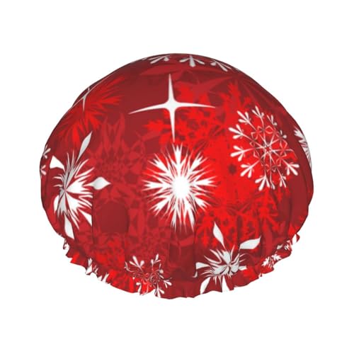 Süße Weihnachts-Schneeflocken-Duschhaube für Frauen, elastisch, wiederverwendbar, Badehaube für Haare, verstellbar, Weihnachts-Schneemann-Duschhüte von Oudrspo