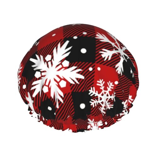 Süße Weihnachts-Schneeflocken-Duschhaube für Frauen, elastisch, wiederverwendbar, Badehaube für Haare, verstellbar, Weihnachts-Schneemann-Duschhüte von Oudrspo