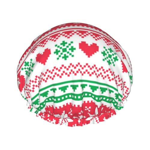 Süße Weihnachts-Schneeflocken-Duschhaube für Frauen, elastisch, wiederverwendbar, Badehaube für Haare, verstellbar, Weihnachts-Schneemann-Duschhüte von Oudrspo