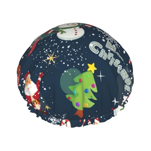 Süße Weihnachts-Schneeflocken-Duschhaube für Frauen, elastisch, wiederverwendbar, Badehaube für Haare, verstellbar, Weihnachts-Schneemann-Duschhüte von Oudrspo