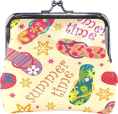 Summer Time Flip Flop Coin Purse Retro Money Pouch with Kiss-Lock Buckle Wallet Bag Card Holder for Women and Girls von Oudrspo