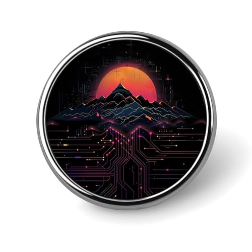 Sun Mountain Circuit Board Runde Brosche Anstecknadel Anstecker Revers Krawattennadel für Damen Herren Büroangestellte Lehrer Dekor Sun Mountain Circuit Board Runde Brosche Anstecknadel Anstecker Revers Krawattennadel für Damen Herren Büroangestellte Lehrer Dekor von Oudrspo