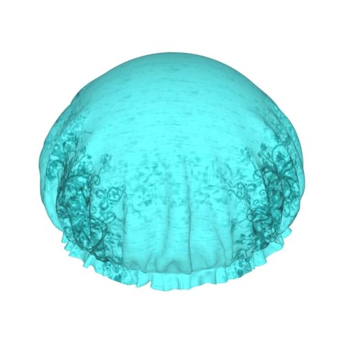 Teal Blue Print DoubleShower Cap Badeduschhauben Damen Herren Duschhauben Salon Heimgebrauch von Oudrspo