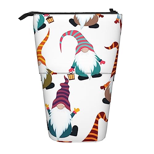 Teleskop-Federmäppchen, Motiv: Weihnachten, lustige Zwerge, Aufdruck, stehendes Federmäppchen, Schreibwarenetui, Teleskop-Stifthalter, Pop-Up-Stifthalter für Büro, Arbeit, von Oudrspo