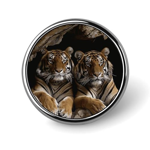 Tiger in der Höhle, Anstecknadel für Männer, Krähe auf dem Boden, modische Brosche – niedliche Emaille-Anstecker, Anstecknadel aus Aluminiumlegierung für Hüte, Hemden, Taschen, Jacken und Accessoires von Oudrspo