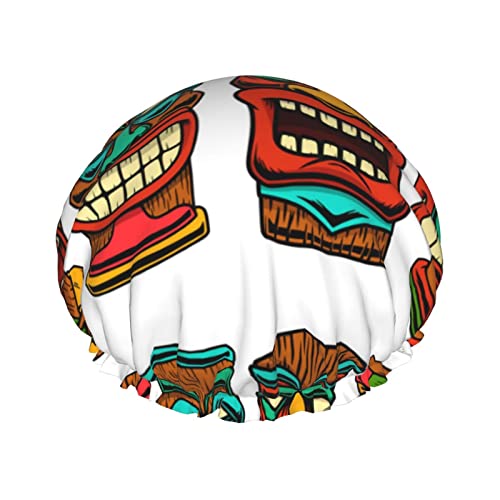Tiki-Statue-Illustration, wasserdichte Duschhaube, elastische Bade-Haarkappe, Umweltschutz-Haar-Badekappen, doppelte wasserdichte Schichten, Bade-Duschhut Tiki-Statue-Illustration, wasserdichte Duschhaube, elastische Bade-Haarkappe, Umweltschutz-Haar-Badekappen, doppelte wasserdichte Schichten, Bade-Duschhut von Oudrspo