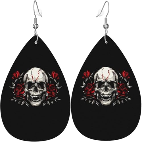 Totenkopf Rosen Blumen Kürbis Ahornblatt Blume Leder Tropfen Ohrringe für Frauen Dekorationen von Oudrspo