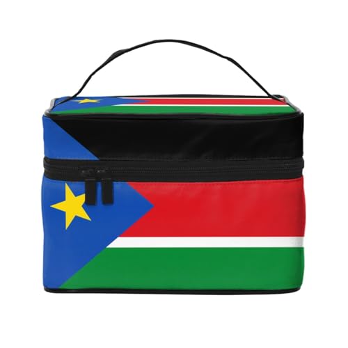 Tragbare Reise-Make-up-Tasche, Motiv: Flagge Südsudan, 22,9 x 16,5 x 15,7 cm, geräumiger Kosmetik-Organizer für Damen und Mädchen Tragbare Reise-Make-up-Tasche, Motiv: Flagge Südsudan, 22,9 x 16,5 x 15,7 cm, geräumiger Kosmetik-Organizer für Damen und Mädchen von Oudrspo