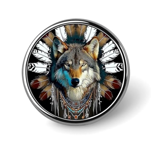 Tribe Wolf Runde Brosche Anstecknadel Anstecker Revers Krawattennadel für Frauen Männer Büroangestellte Lehrer Dekor von Oudrspo