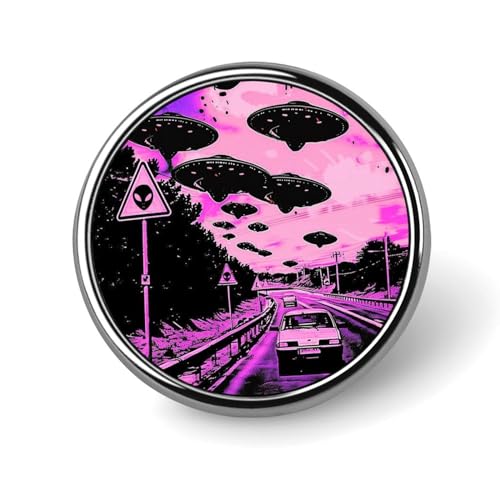 Trippy Alien Runde Brosche Anstecknadel Anstecker Revers Krawattennadel für Frauen Männer Büroangestellte Lehrer Dekor von Oudrspo