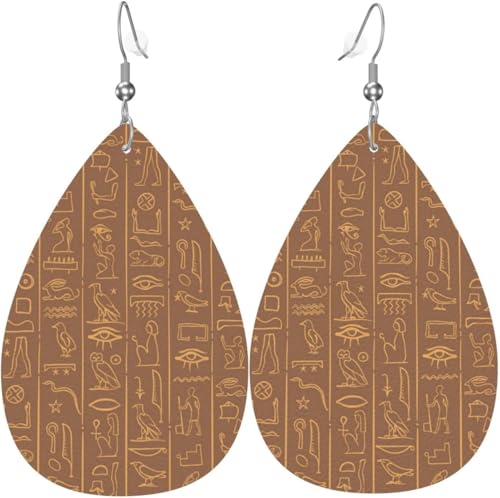 Tropfenförmige Ohrringe für Damen, Lederschmuck, Ohrringe – Antikes Ägypten, Vintage, Weiß von Oudrspo