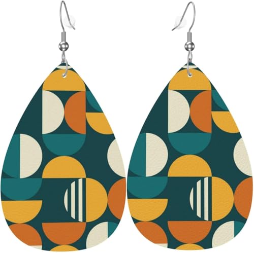 Tropfenförmige Ohrringe für Damen, Lederschmuck, geometrisch, Mid Century Retro, weiß von Oudrspo