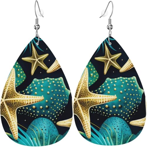 Tropfenohrringe aus Leder, leichte baumelnde Tropfenohrringe für Frauen – tropische e, Strandmuscheln, weiß von Oudrspo