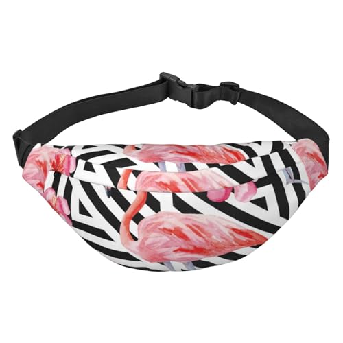 Tropic Watercolor Pink Flamingo und Hibiskusblüten-Gürteltasche für Herren, modische Umhängetasche für Damen, Hüfttasche mit verstellbarem Riemen von Oudrspo