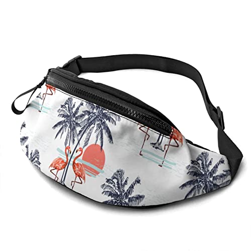Tropical Flamingo Tree Fanny Pack Lässige Gürteltasche mit verstellbarem Gürtel Gürteltaschen für Männer Frauen Reisen Sport Laufen von Oudrspo