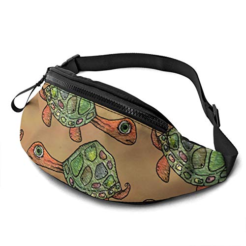 Turtles On Orange Brown Lässige Gürteltasche für Männer und Frauen, Verstellbarer Gürtel, Gürteltasche für Reisen, Wandern, Radfahren, Laufen, Festival, Rave von Oudrspo