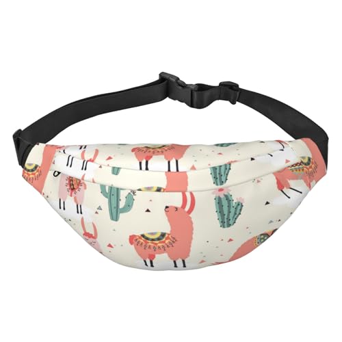 Umhängetasche mit hübschem Lama- und Kakteen-Muster für Damen und Herren, modische Hüfttasche, Gürteltasche zum Wandern, Laufen, Reisen von Oudrspo