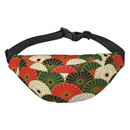 Umhängetasche mit japanischem Chrysanthemen-Muster für Damen und Herren, modische Hüfttasche, Gürteltasche zum Wandern, Laufen, Reisen von Oudrspo