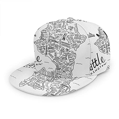 Unisex Baseball Cap Damen Herren AdjustableFlat Bill Krempe Baseball Cap Cool Hip Hop Hut von Oudrspo