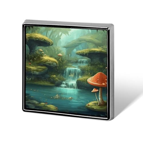 View ofRiver Pilz-Cartoon-Anstecknadel mit blauem Pfau für Männer und Frauen, quadratische modische Brosche – niedliche Emaille-Anstecker, Anstecknadel aus Aluminiumlegierung für Hüte, Hemden, Taschen von Oudrspo