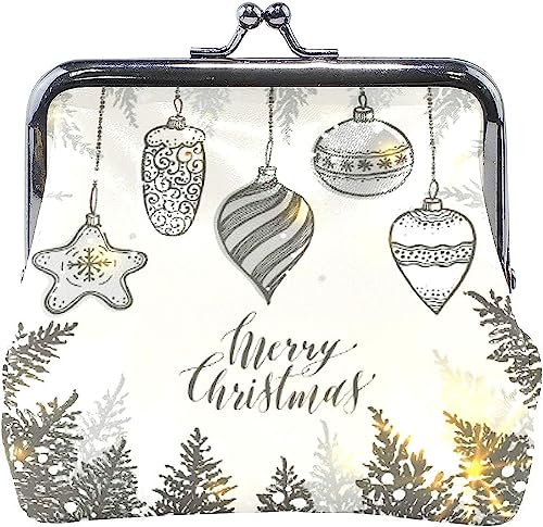 Vintage Merry Christmas Tree Ball Coin Purse Retro Money Pouch with Kiss-Lock Buckle Wallet Bag Card Holder for Women and Girls von Oudrspo