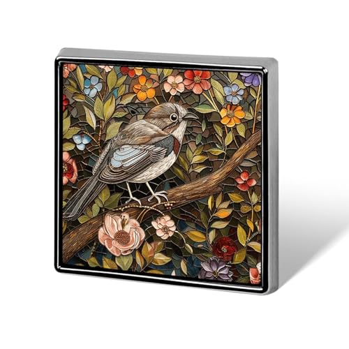 Vogel auf einem Ast, Retro-Eulen-Anstecknadel für Männer und Frauen, quadratische modische Brosche – niedliche Emaille-Anstecker, Anstecknadel aus Aluminiumlegierung für Hüte, Hemden, Taschen, Jacken von Oudrspo