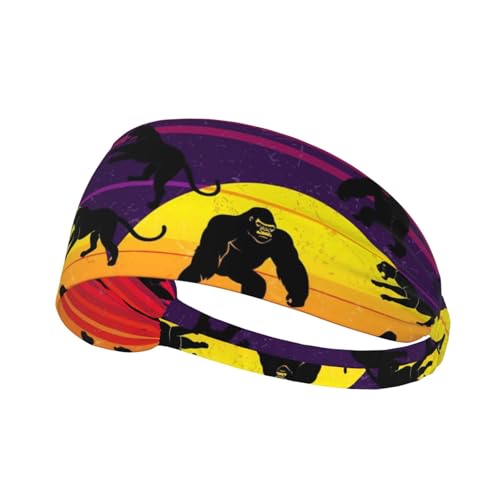Vollmond Sasquatch Gepard schwarze Stirnbänder für Frauen rutschfeste weiche elastische Haarbänder Yoga Laufen Sport Workout Gym Kopfwickel Stoff Bandana von Oudrspo