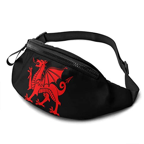 Wales Flag Dragon Lässige Gürteltasche für Männer und Frauen, Verstellbarer Gürtel, Gürteltasche für Reisen, Wandern, Radfahren, Laufen, Festival, Rave von Oudrspo