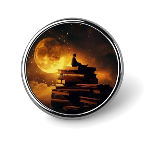 Warm Books Runde Brosche mit Mondmann-Motiv, Anstecknadel, Revers, Krawattennadel für Damen und Herren, Büroangestellte, Lehrer, Dekoration Warm Books Runde Brosche mit Mondmann-Motiv, Anstecknadel, Revers, Krawattennadel für Damen und Herren, Büroangestellte, Lehrer, Dekoration von Oudrspo