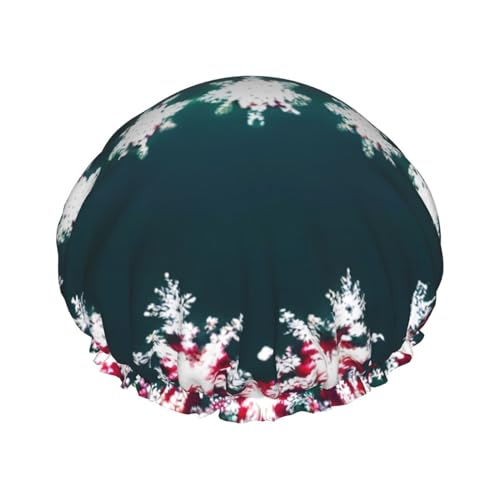 Waschbare, wiederverwendbare Duschhaube/Haarmütze mit „Merry Christmas-Aufdruck, mit Futter, elastischer Passform, für alle Haarlängen von Oudrspo