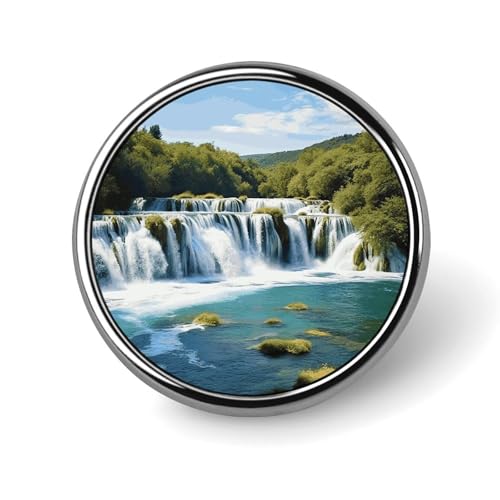 Wasserfälle am Fluss Krka, Anstecknadel für Männer, modische Brosche mit Katze und Herz, niedliche Emaille-Anstecker, Anstecknadel aus Aluminiumlegierung für Hüte, Hemden, Taschen, Jacken und Accessoi von Oudrspo