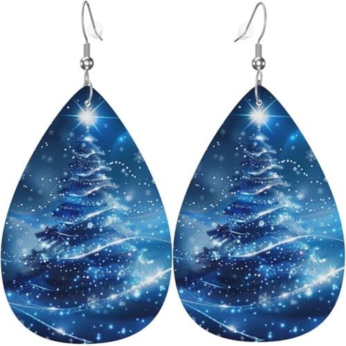 Weihnachts-Schneebaum, Weihnachts-Grünblätter, Leder-Tropfenohrringe für Frauen, Weihnachtsdekoration Weihnachts-Schneebaum, Weihnachts-Grünblätter, Leder-Tropfenohrringe für Frauen, Weihnachtsdekoration von Oudrspo