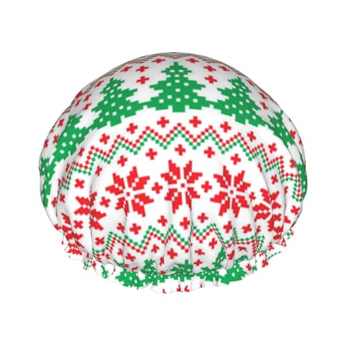 Weihnachts-Schneeflocken-Duschhauben für Damen, Badehauben, wiederverwendbar, Weihnachts-Duschhauben, Gummiband, Bade-Haarhut für Damen von Oudrspo