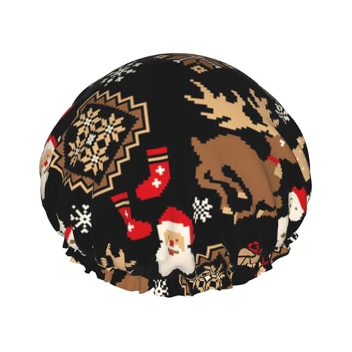 Weihnachts-Schneeflocken-Duschhauben für Damen, Badehauben, wiederverwendbar, Weihnachts-Duschhauben, Gummiband, Bade-Haarhut für Damen von Oudrspo