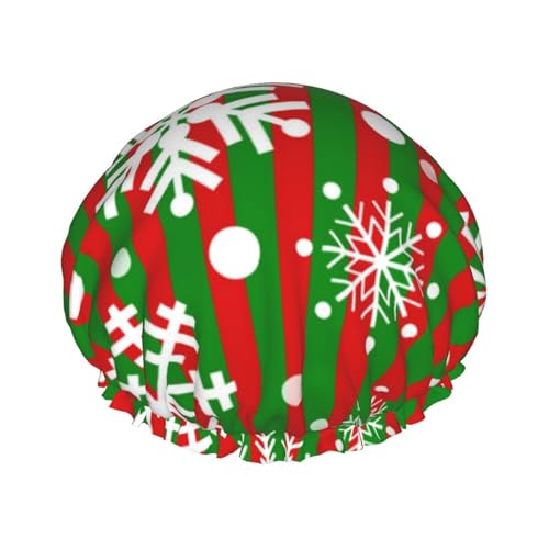 Weihnachts-Schneeflocken-Duschhauben für Damen, Badehauben, wiederverwendbar, Weihnachts-Duschhauben, Gummiband, Bade-Haarhut für Damen von Oudrspo