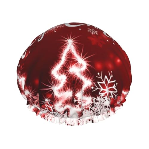 Weihnachts-Schneeflocken-Duschhauben für Damen, Badehauben, wiederverwendbar, Weihnachts-Duschhauben, Gummiband, Bade-Haarhut für Damen von Oudrspo