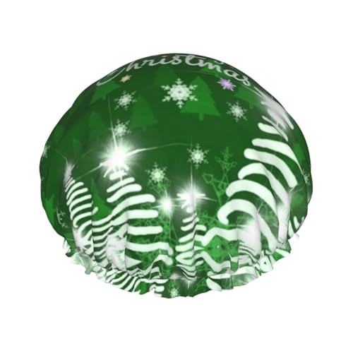 Weihnachts-Schneeflocken-Duschhauben für Damen, Badehauben, wiederverwendbar, Weihnachts-Duschhauben, Gummiband, Bade-Haarhut für Damen von Oudrspo