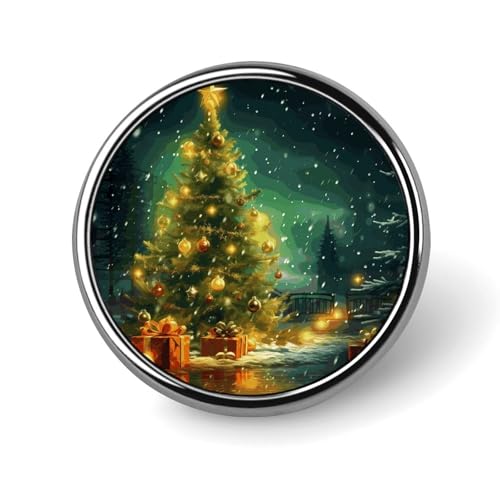 Weihnachtsbäume, Anstecknadel für Männer, Mopswelpen, modische Brosche – süße Emaille-Anstecker, Anstecknadel aus Aluminiumlegierung für Hüte, Hemden, Taschen, Jacken und Accessoires (runde Anstecknad von Oudrspo
