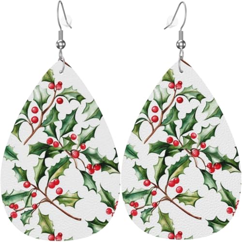 Weihnachtsgrüne Blätter Weihnachtsgrüne Blätter Leder Tropfenohrringe für Frauen Weihnachtsdekoration Weihnachtsgrüne Blätter Weihnachtsgrüne Blätter Leder Tropfenohrringe für Frauen Weihnachtsdekoration von Oudrspo