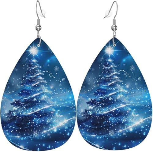Weihnachtsschneebaum Halloween-Baum Leder Tropfenohrringe für Frauen von Oudrspo