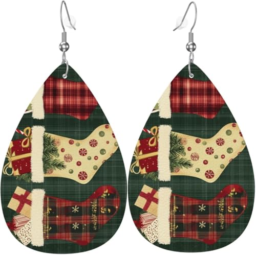 Weihnachtsstrumpf Schneeflocke Kürbis Ahornblatt Blume Leder Teardrop Ohrringe für Frauen Dekorationen von Oudrspo