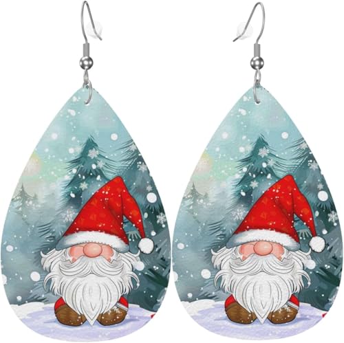 Weihnachtswichtel, Schneefall, Weihnachten, grüne Blätter, Leder, Tropfenohrringe für Frauen, Weihnachtsdekoration Weihnachtswichtel, Schneefall, Weihnachten, grüne Blätter, Leder, Tropfenohrringe für Frauen, Weihnachtsdekoration von Oudrspo