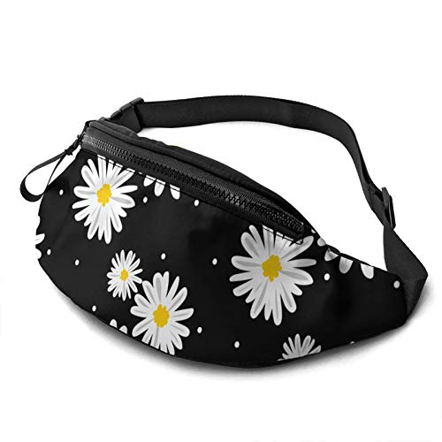 Weiße Gänseblümchen Lässige Gürteltasche für Männer und Frauen, Verstellbarer Gürtel, Gürteltasche für Reisen, Wandern, Radfahren, Laufen, Festival, Rave von Oudrspo