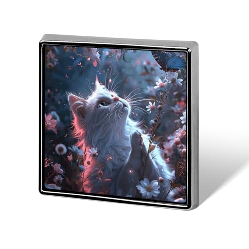 Weiße Katze in Blumen, braune und hellbraune Anstecknadel für Männer und Frauen, quadratische modische Brosche – süße Emaille-Anstecker, Anstecknadel aus Aluminiumlegierung für Hüte, Hemden, Taschen, Weiße Katze in Blumen, braune und hellbraune Anstecknadel für Männer und Frauen, quadratische modische Brosche – süße Emaille-Anstecker, Anstecknadel aus Aluminiumlegierung für Hüte, Hemden, Taschen, von Oudrspo