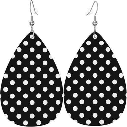 Weißer Kreis Aquarell Zweige Blätter Leder Teardrop Ohrringe für Frauen Hochzeit Dekorationen von Oudrspo