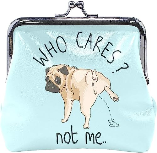 Who Cares Funny Pug Dog Coin Purse Retro Money Pouch with Kiss-Lock Buckle Wallet Bag Card Holder for Women and Girls von Oudrspo