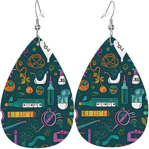 Wissenschaft Mathematik Halloween Kürbis mit Flaggen Mond Leder Tropfen Ohrringe für Frauen Dekorationen von Oudrspo