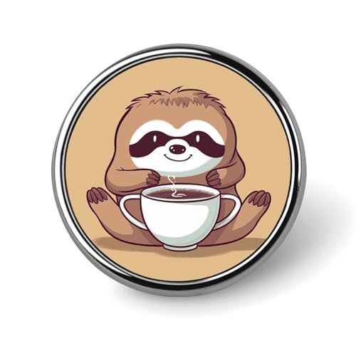 Yoga-Faultier-Kaffee-Anstecknadel für Männer, handgezeichnete Skizze, Corgi-Modebrosche – süße Emaille-Anstecker, Anstecknadel aus Aluminiumlegierung für Hüte, Hemden, Taschen, Jacken und Accessoires von Oudrspo