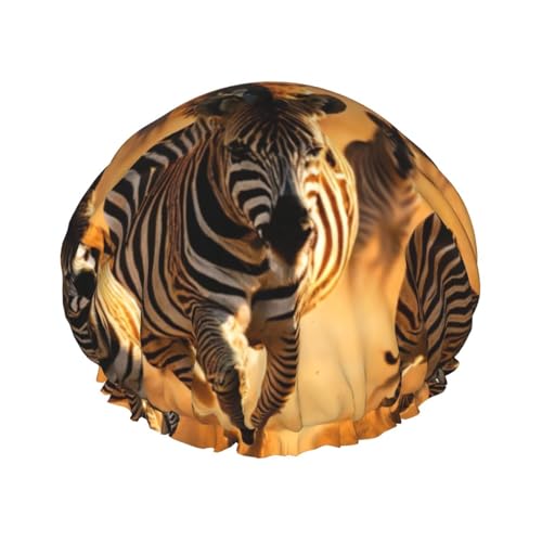 Zebra Animal Print DoubleShower Cap Badeduschhauben Damen Herren Duschhauben Salon Heimgebrauch von Oudrspo