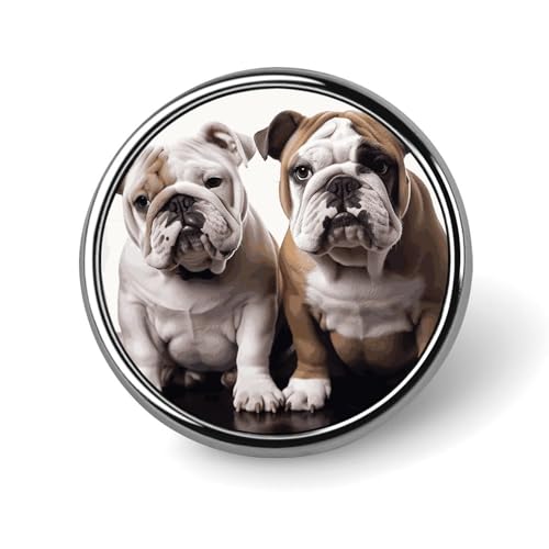 Zwei süße Bulldoggen-Anstecknadel für Männer, köstliche süße Ramen-Modebrosche – süße Emaille-Anstecker, Anstecknadel aus Aluminiumlegierung für Hüte, Hemden, Taschen, Jacken und Accessoires (2,5 cm r von Oudrspo